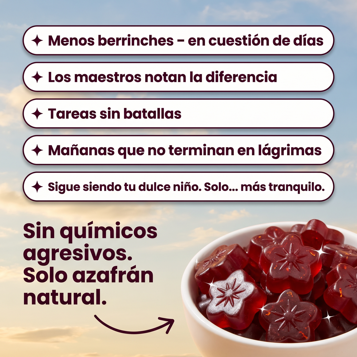 Menos berrinches en cuestión de días - beneficios Saphire Happy Chews
